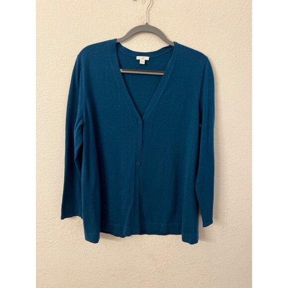 J. Jill Tops - J. Jill Womens Teal Button-Front Cardigan Sweater M